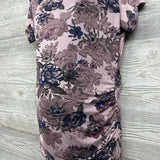 Ruched V Neck Shirt Flowers Large