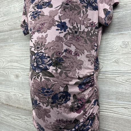 Ruched V Neck Shirt Flowers Large
