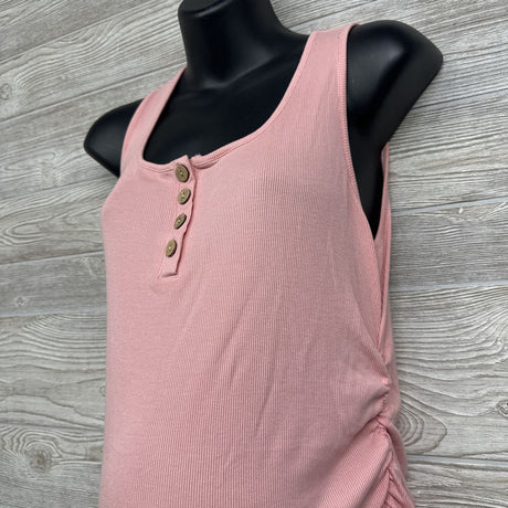 Ribbed Ruched Henley Tank Top XL