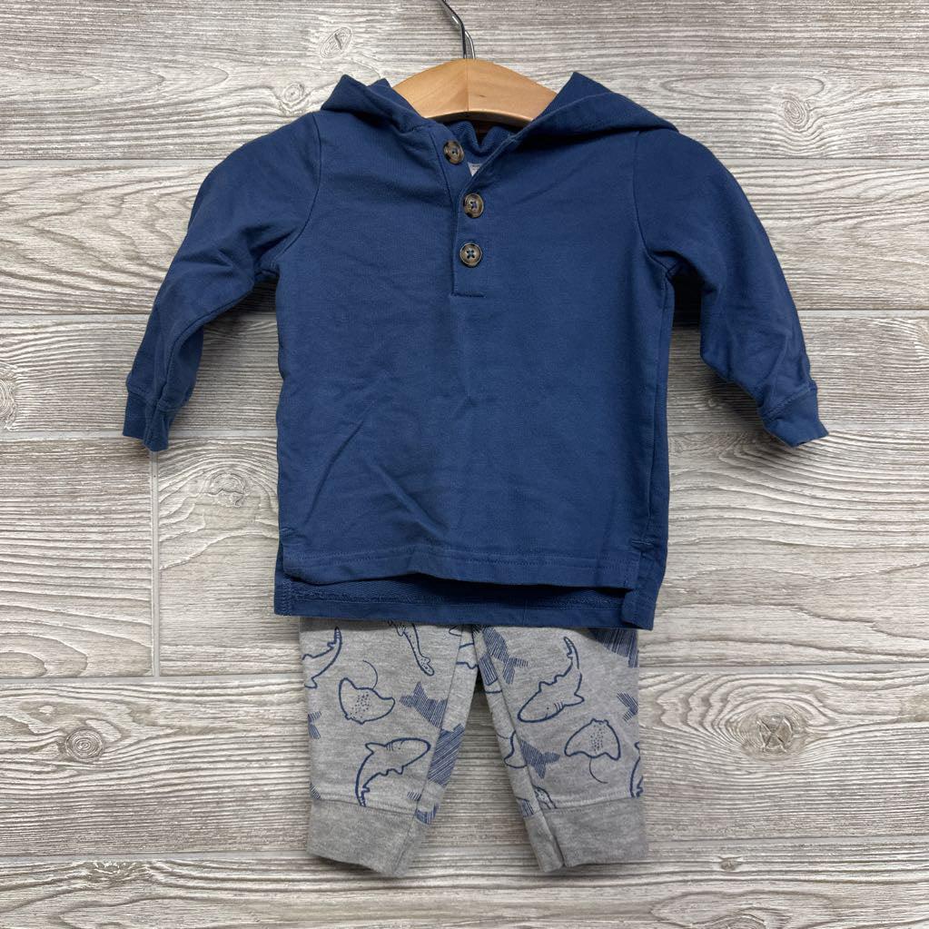 Henley Hoodie & French Terry Joggers Sharks 12M *