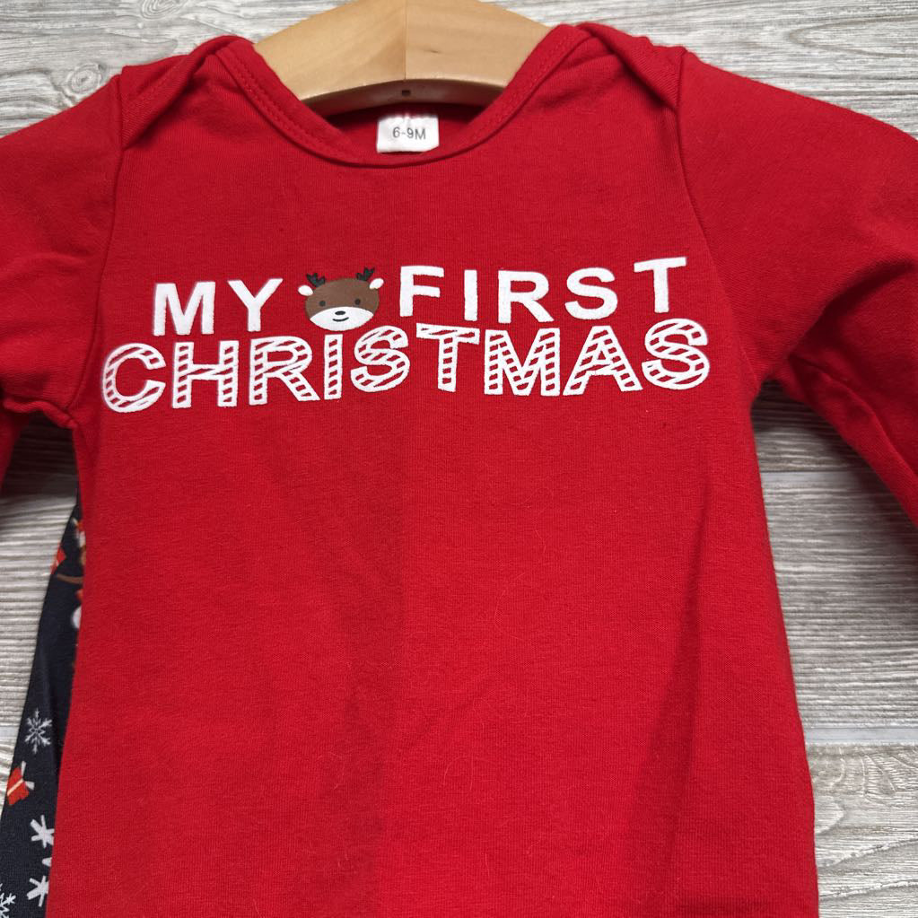 LS Bodysuit My First Christmas & Joggers Santa Reindeer 6-9M