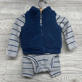 Plush Vest, LS Bodysuit & Joggers Stripes 3M