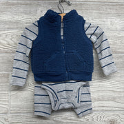 Plush Vest, LS Bodysuit & Joggers Stripes 3M