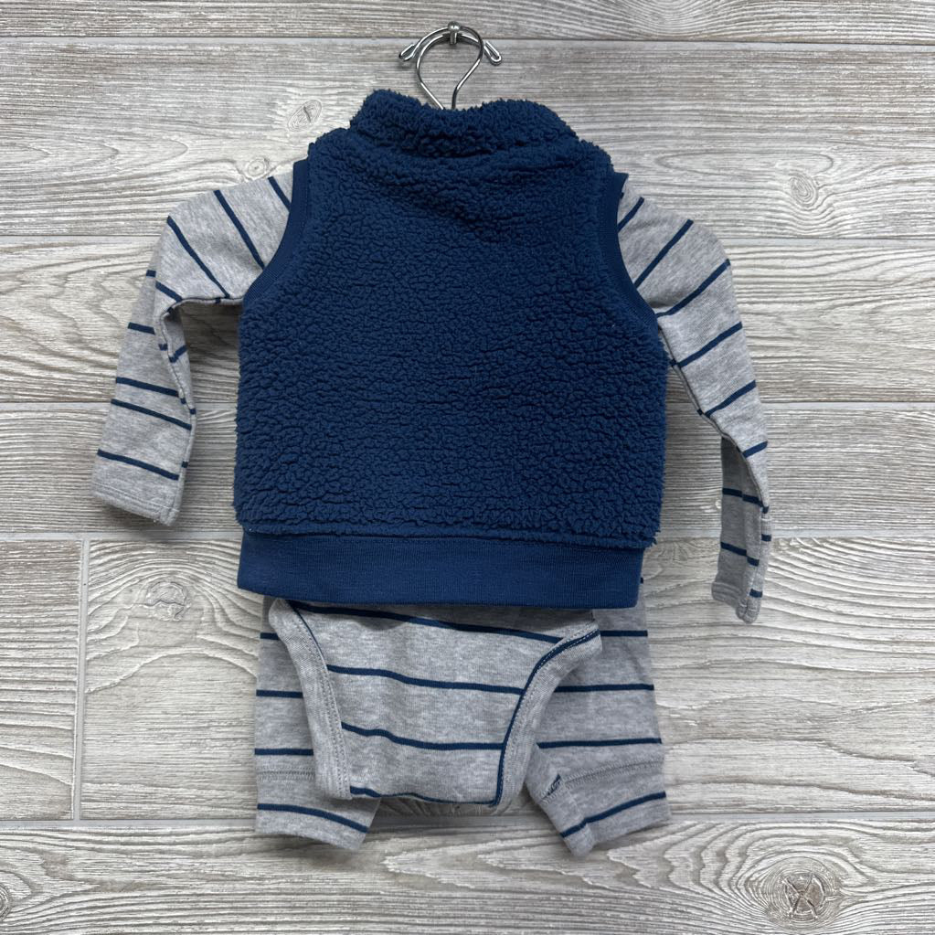 Plush Vest, LS Bodysuit & Joggers Stripes 3M