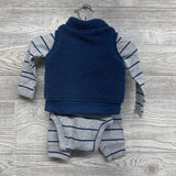 Plush Vest, LS Bodysuit & Joggers Stripes 3M