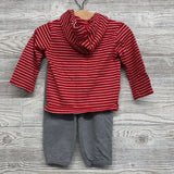 LS Shirt W/ Hood Stripes Hugs & French Terry Joggers 12M