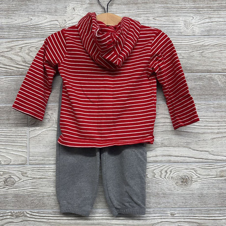 LS Shirt W/ Hood Stripes Hugs & French Terry Joggers 12M