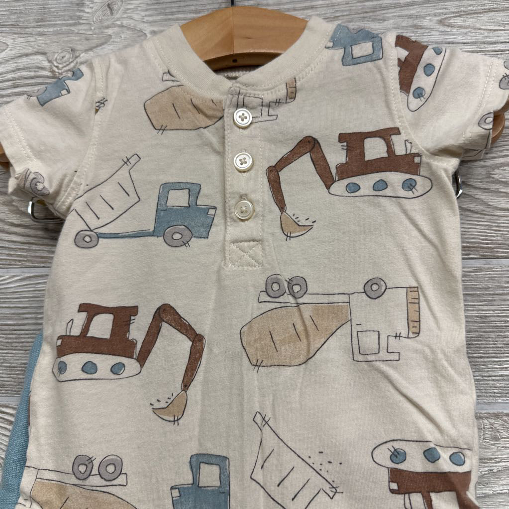 Henley Bodysuit Construction Vehicles & French Terry Joggers 6M