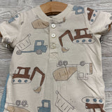 Henley Bodysuit Construction Vehicles & French Terry Joggers 6M
