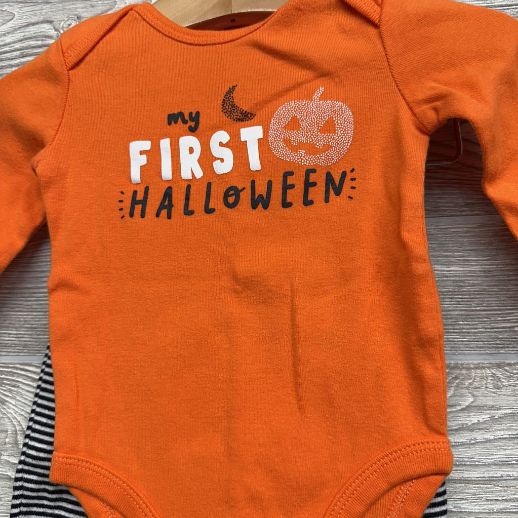 LS Bodysuit My First Halloween & Pants Stripes Pumpkin 6M