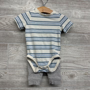 Bodysuit Stripes ,Henley Hoodie & Jogger Sweatpants 3-6M