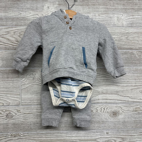 Bodysuit Stripes ,Henley Hoodie & Jogger Sweatpants 3-6M