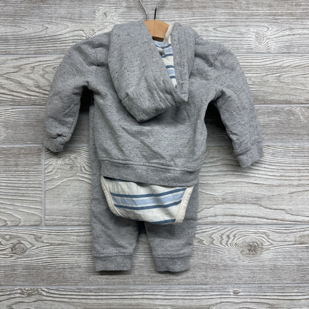Bodysuit Stripes ,Henley Hoodie & Jogger Sweatpants 3-6M