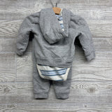 Bodysuit Stripes ,Henley Hoodie & Jogger Sweatpants 3-6M