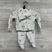 LS Ribbed Snap Shirt & Footed Pants W/ Hat Campers Trees 0-3M