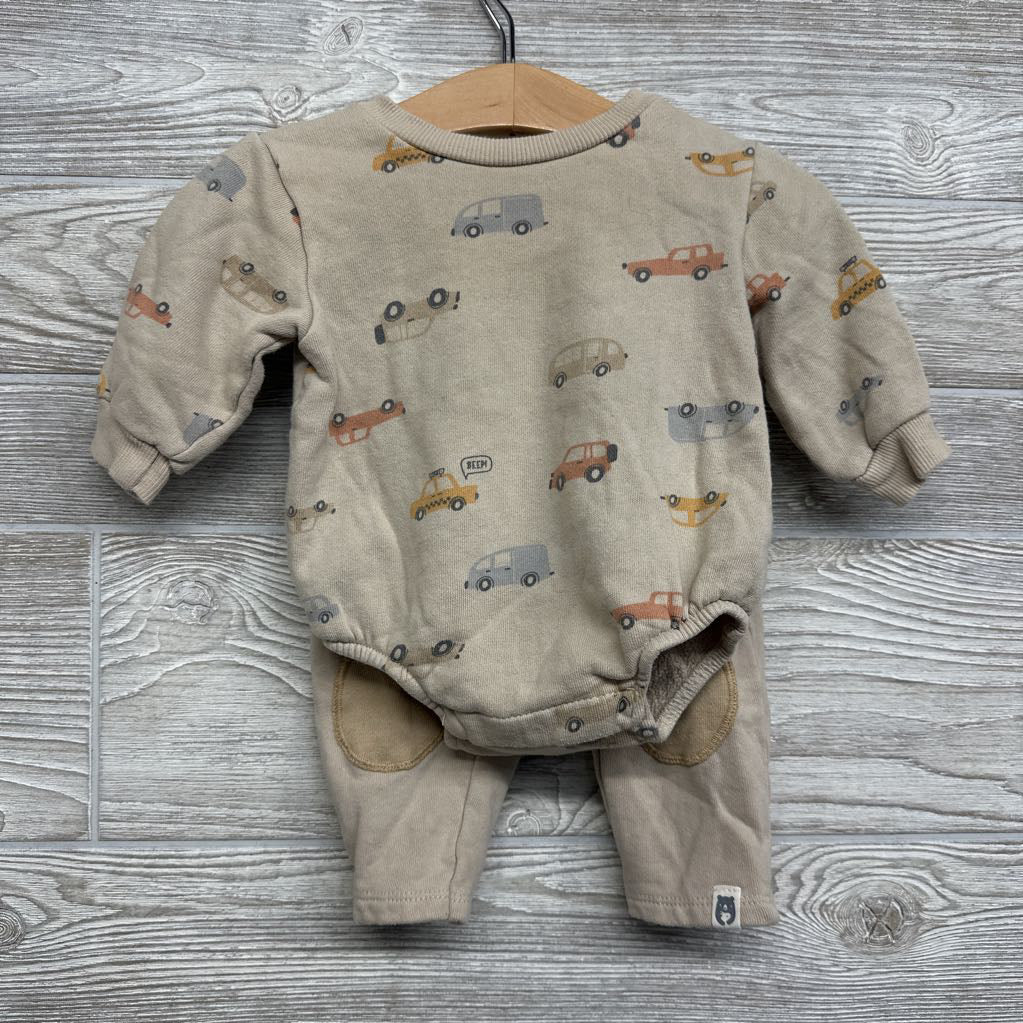Crewneck Romper & Sweatpants Cars 3-6M