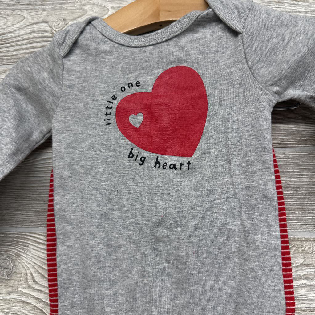 LS Bodysuit Little One Big Heart & Pants Stripes 9M