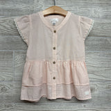 Seersucker Button Up Shirt Lace Trim Sleeves 6