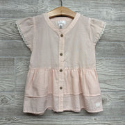 Seersucker Button Up Shirt Lace Trim Sleeves 6