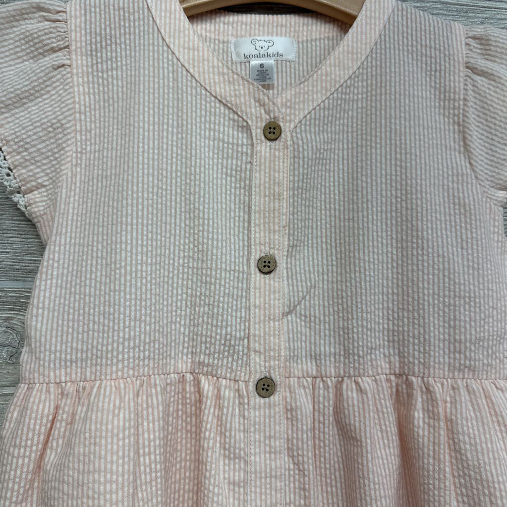 Seersucker Button Up Shirt Lace Trim Sleeves 6