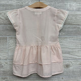 Seersucker Button Up Shirt Lace Trim Sleeves 6