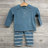 Raglan Shirt Dog & Striped Pants 6-9M