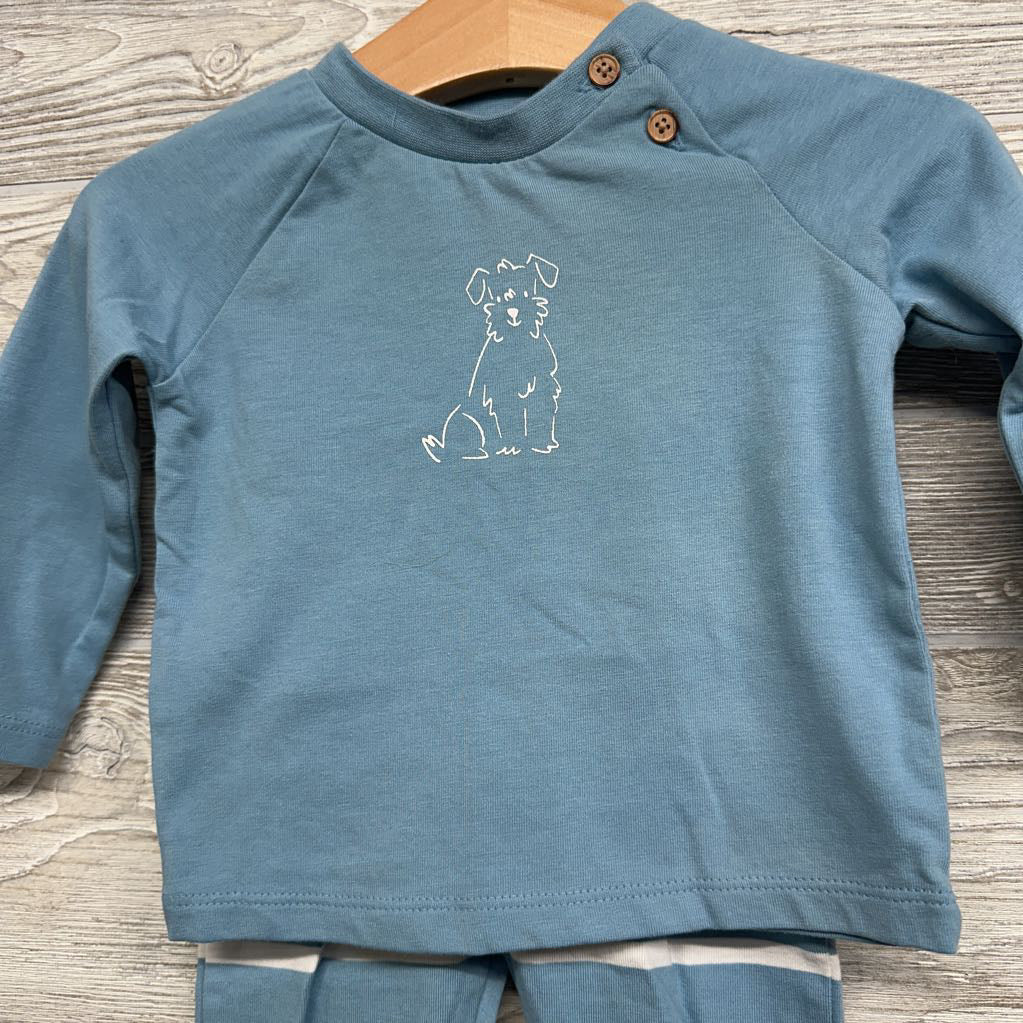 Raglan Shirt Dog & Striped Pants 6-9M