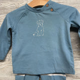 Raglan Shirt Dog & Striped Pants 6-9M