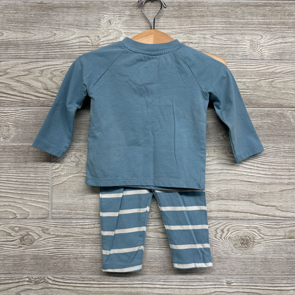 Raglan Shirt Dog & Striped Pants 6-9M