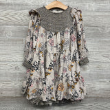 LS Smocked Tiered Dress Animal Print Flowers 5