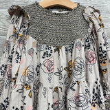 LS Smocked Tiered Dress Animal Print Flowers 5