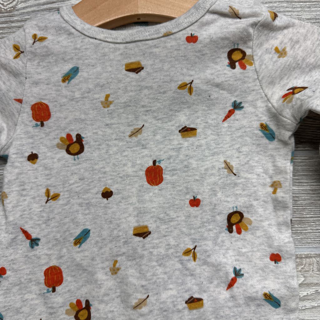 Waffle Knit Overalls & LS Shirt Turkeys 6M