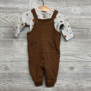 Waffle Knit Overalls & LS Shirt Turkeys 6M