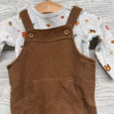 Waffle Knit Overalls & LS Shirt Turkeys 6M