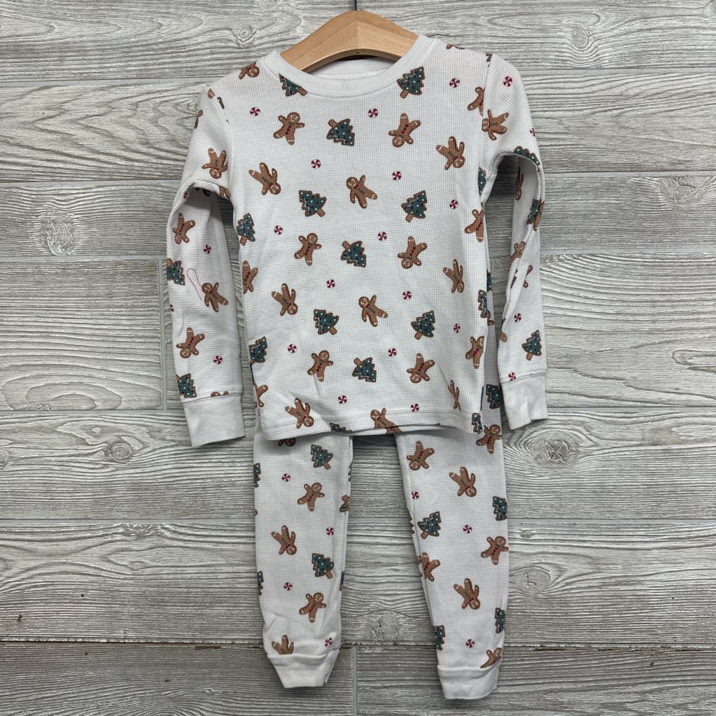 2 Pc LS Waffle Knit PJs Gingerbread Trees 4T