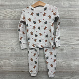 2 Pc LS Waffle Knit PJs Gingerbread Trees 4T