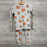 2 Pc LS Ribbed PJs Pumpkins 3T