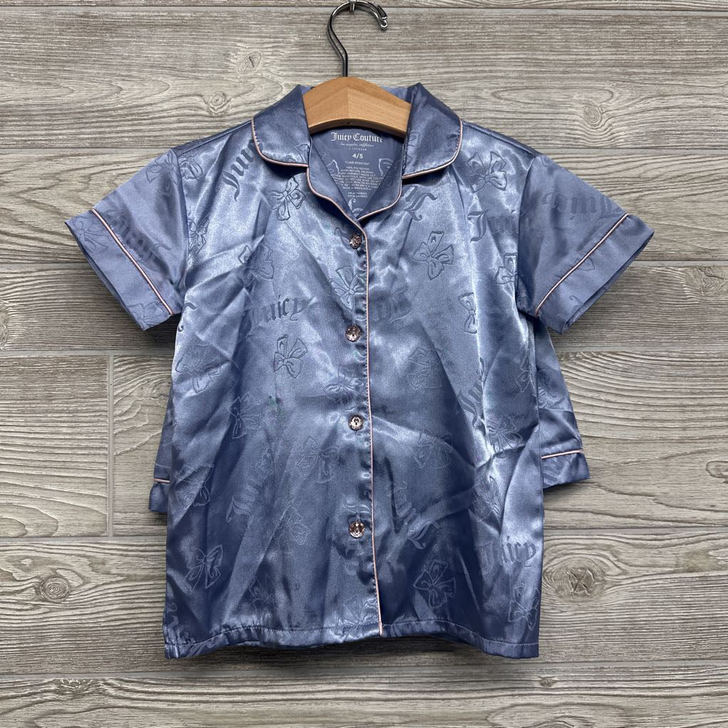 2 Pc Button Up Silky PJs Bows 4-5