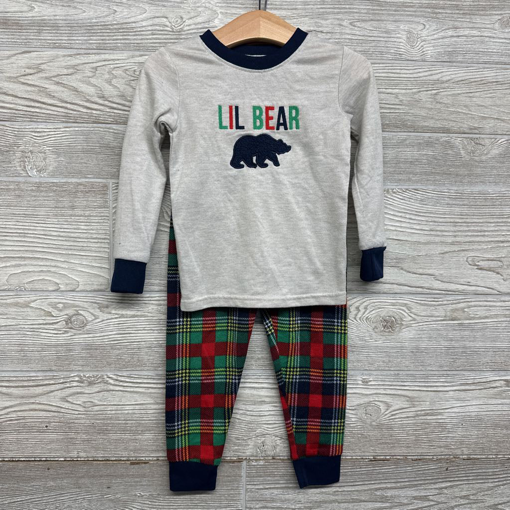 2 Pc LS PJs Lil Bear Plaid 4T