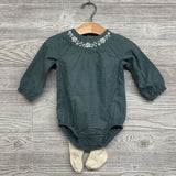 LS Textured Romper Flowers & Knit Tights 9M