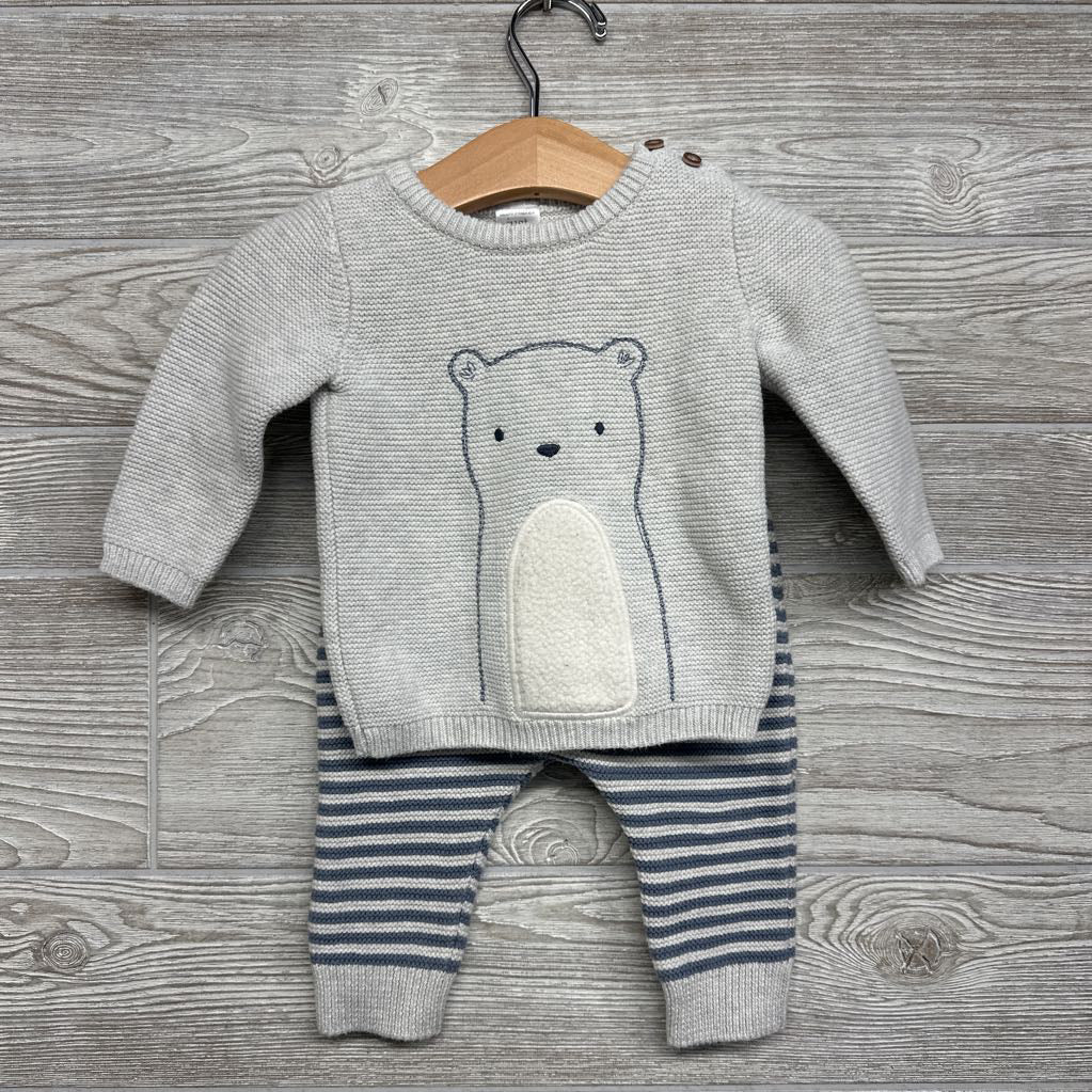 Knit Sweater Bear & Pants Stripes 6M