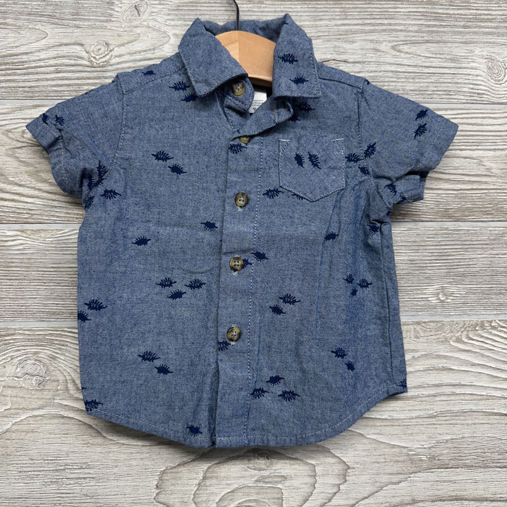 Chambray Button Up Shirt Dinosaurs 3M