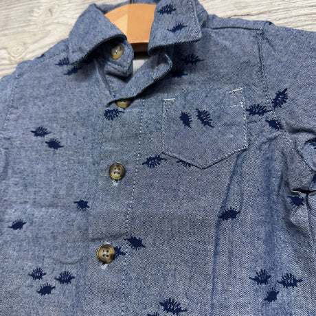 Chambray Button Up Shirt Dinosaurs 3M
