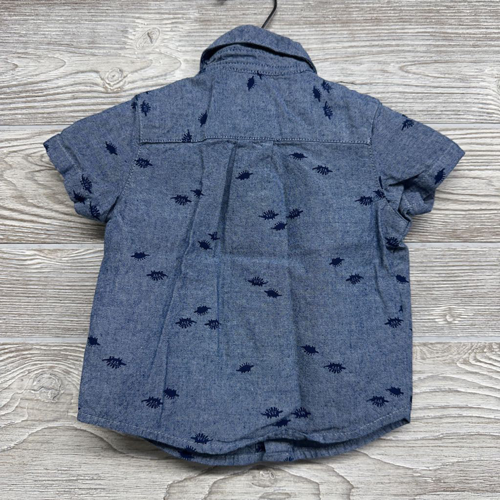 Chambray Button Up Shirt Dinosaurs 3M