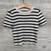 Ribbed Knit Shirt Stripes 7-8