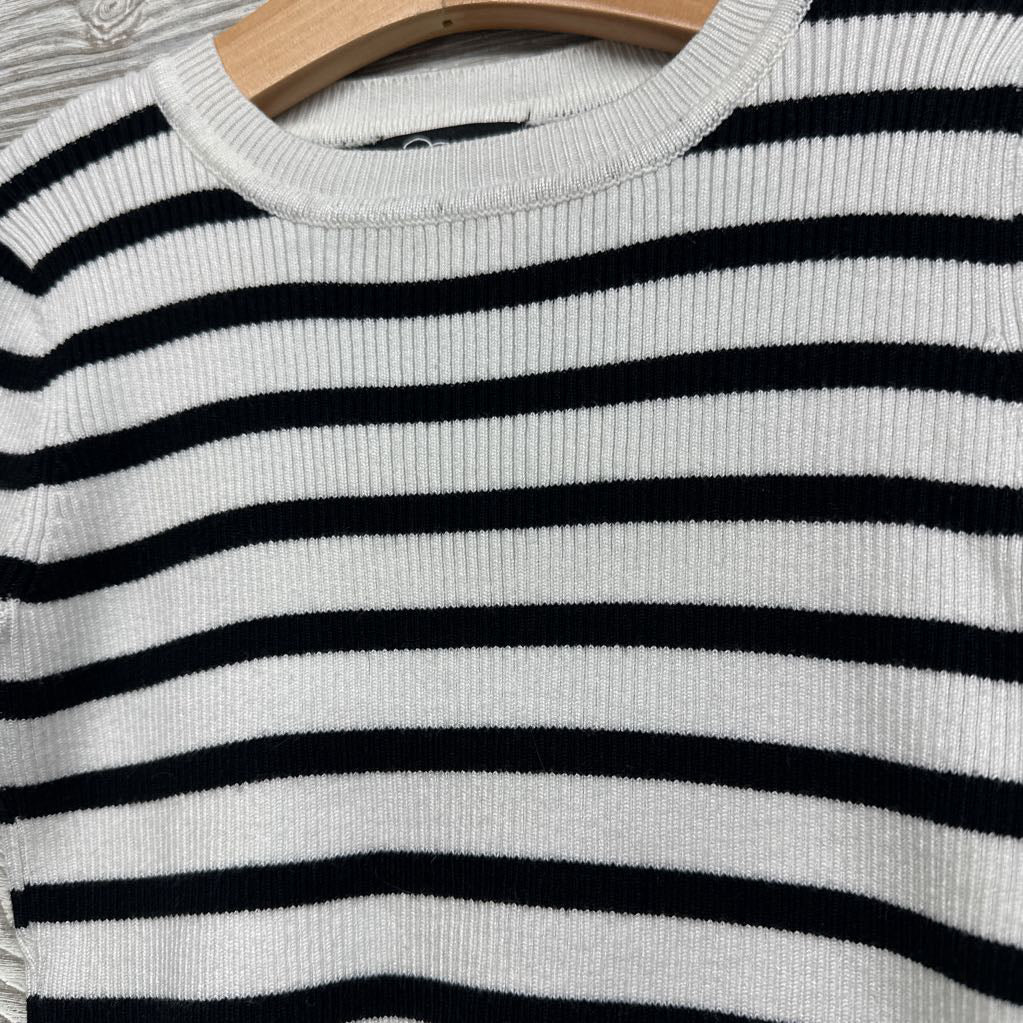 Ribbed Knit Shirt Stripes 7-8