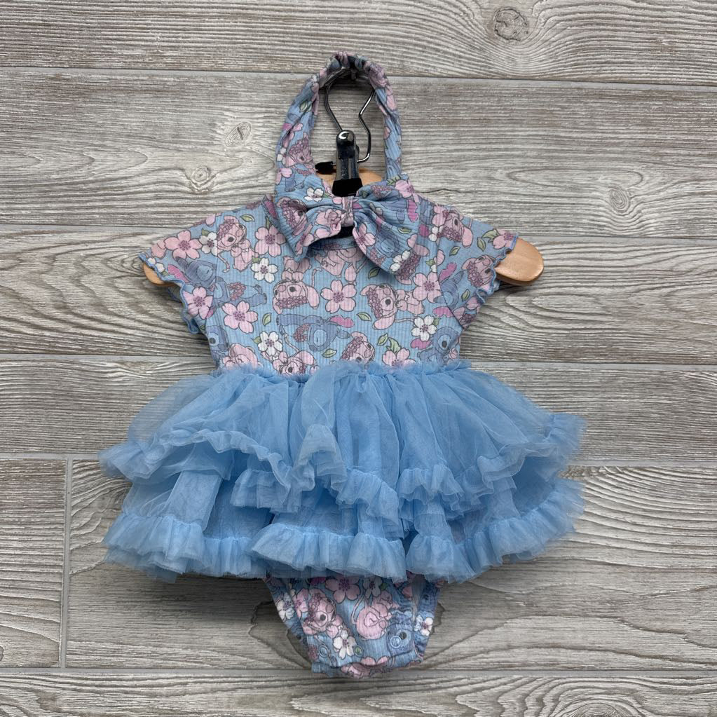 Ribbed Tutu Dress Flowers Stitch Angel 3-6M