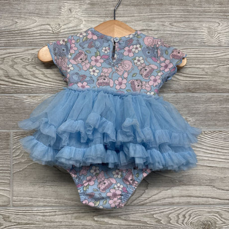 Ribbed Tutu Dress Flowers Stitch Angel 3-6M