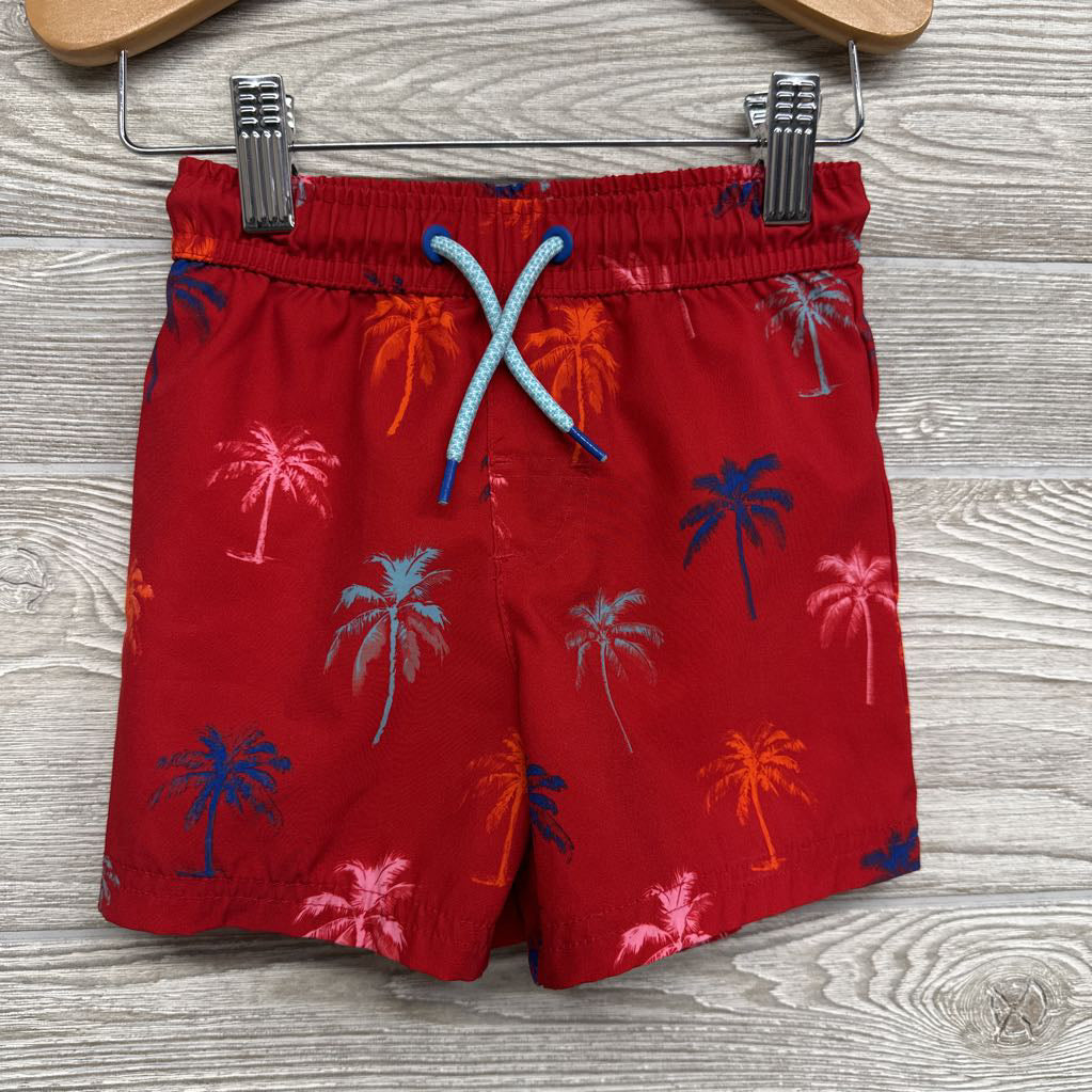 Drawstring Swim Trunks Palm Trees 2T