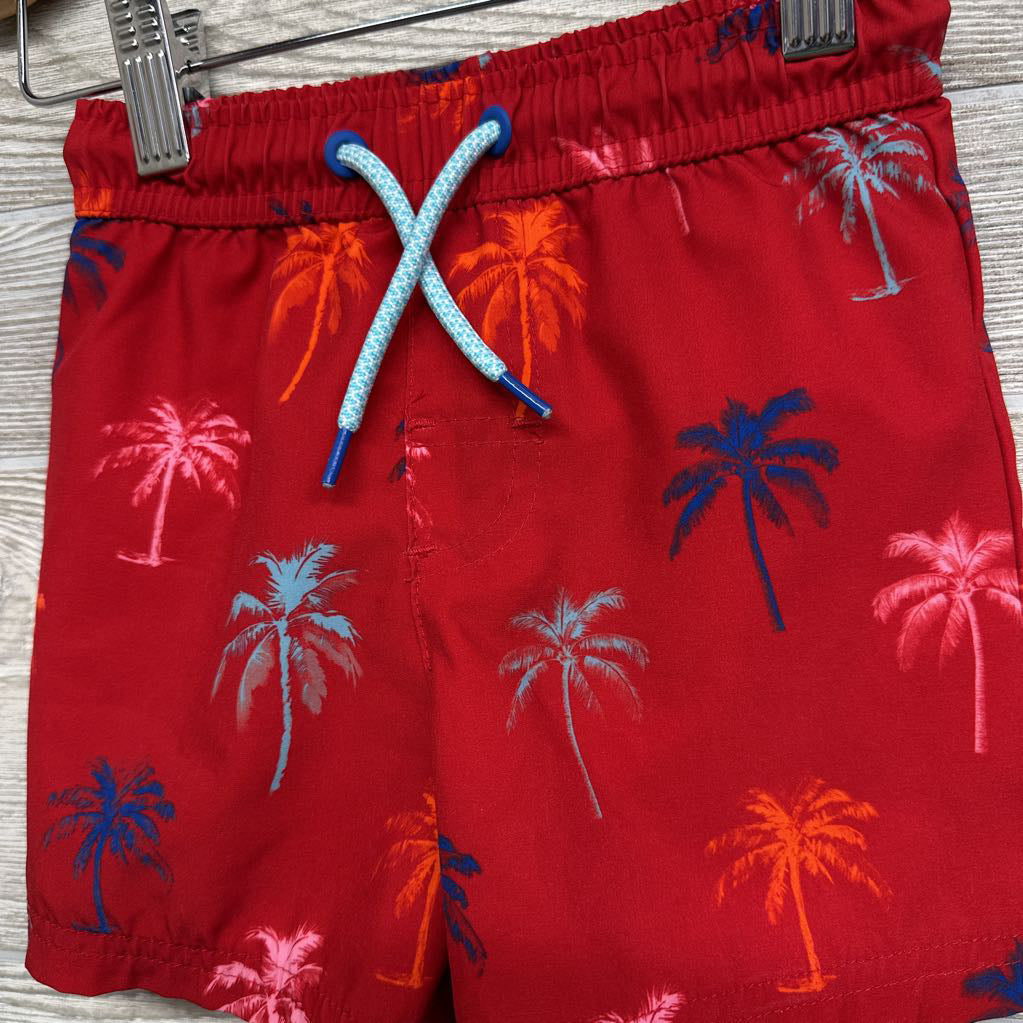 Drawstring Swim Trunks Palm Trees 2T